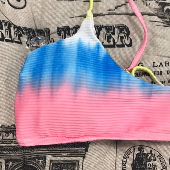 TOPSHOP Tie Dye Ribbed Crop Bikini Top - Picture 4 of 6